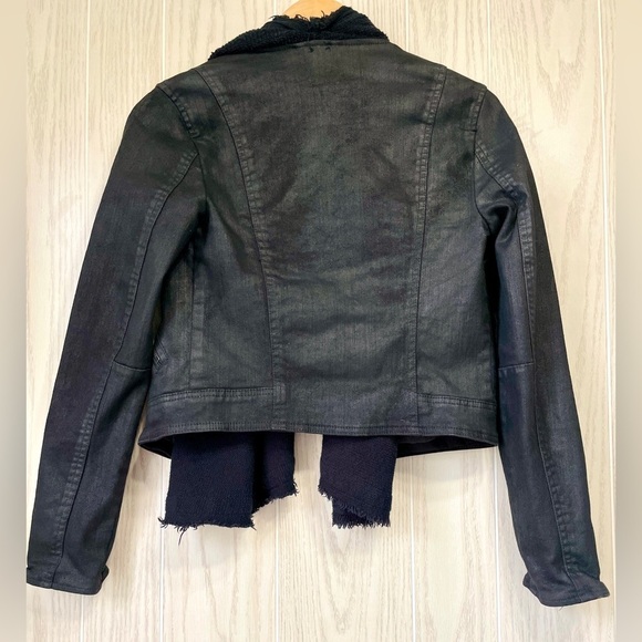 Free People Front Drape Coated Moto Jacket BLACK Sz 0. - Picture 7 of 8